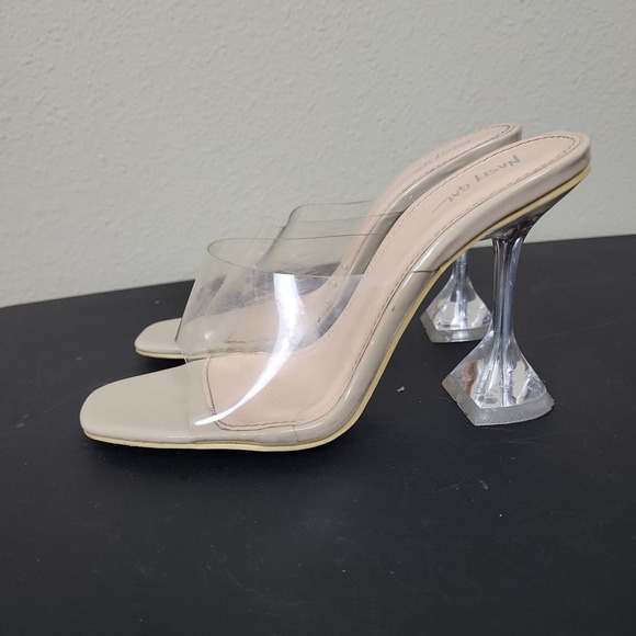 Nasty Gal Womens Off White Slip‎ On Square Toe High Stiletto Pump Heels Size 5 - Picture 1 of 6